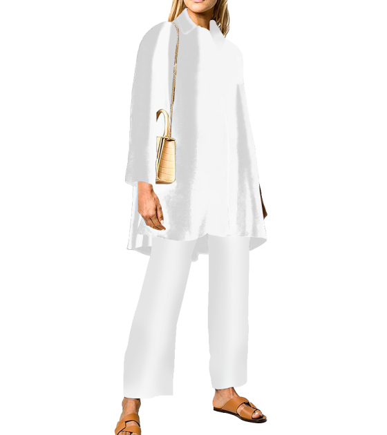 女贴条长袖8分裤长袖套装LTW20530 - 直贡呢-120g/S